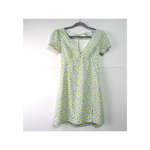 Princess Polly White Yellow Lemon Mini Dress size 4 Boho Y2K Academia Party - Picture 1 of 16